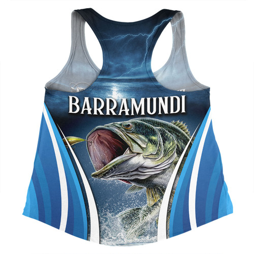 Australia Fishing Custom Women Racerback Singlet - Jumping Barramundi Fishing  Women Racerback Singlet Australia Fishing Custom Women Racerback Singlet - Jumping Barramundi Fishing  Women Racerback Singlet