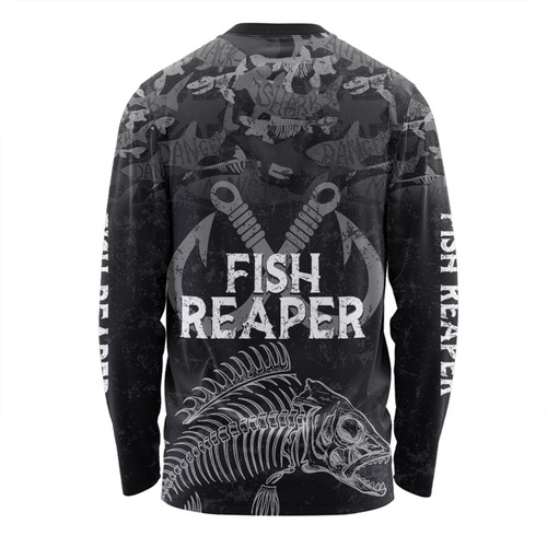 Australia Fishing Custom Long Sleeve T-shirt - Fish Reaper Fish Skeleton Grey Long Sleeve T-shirt Australia Fishing Custom Long Sleeve T-shirt - Fish Reaper Fish Skeleton Grey Long Sleeve T-shirt