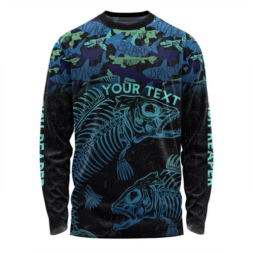 Australia Fishing Custom Long Sleeve T-shirt - Fish Reaper Fish Skeleton Blue Long Sleeve T-shirt Australia Fishing Custom Long Sleeve T-shirt - Fish Reaper Fish Skeleton Blue Long Sleeve T-shirt