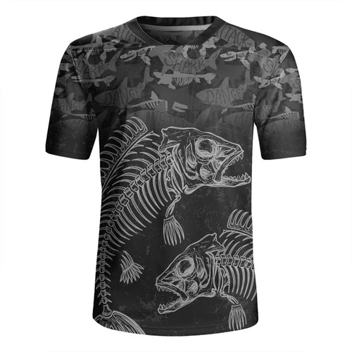 Australia Fishing Custom Rugby Jersey - Fish Reaper Fish Skeleton Grey Rugby Jersey
