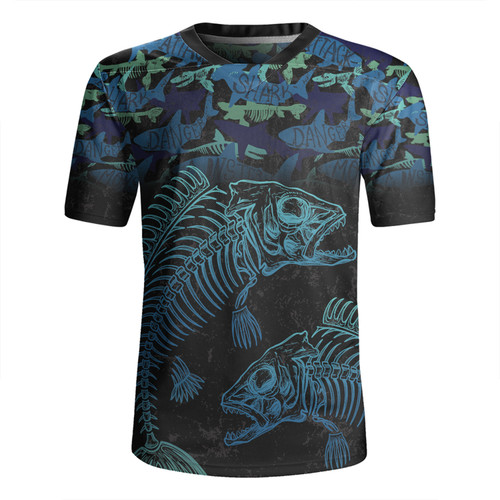 Australia Fishing Custom Rugby Jersey - Fish Reaper Fish Skeleton Blue Rugby Jersey