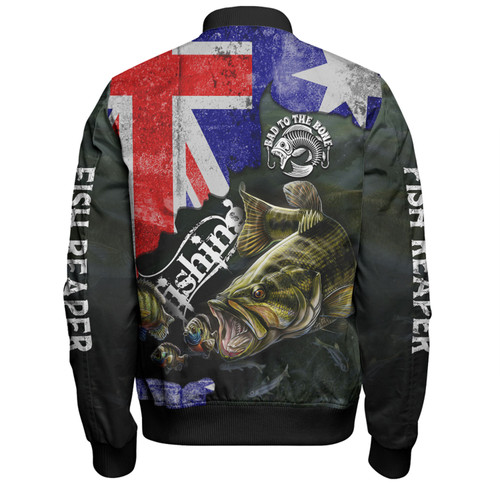 Australia Fishing Bomber Jacket - Bad To The Bone Fishing Australia Flag Vintage Bomber Jacket Australia Fishing Bomber Jacket - Bad To The Bone Fishing Australia Flag Vintage Bomber Jacket