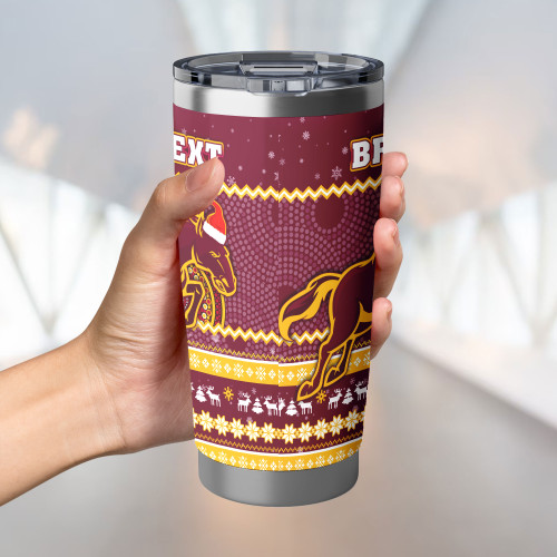 Brisbane Broncos Tumbler - Ugly Xmas And Aboriginal Patterns For Die Hard Fan Brisbane Broncos Tumbler - Ugly Xmas And Aboriginal Patterns For Die Hard Fan