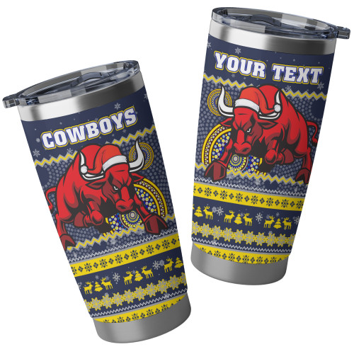 North Queensland Cowboys Tumbler - Ugly Xmas And Aboriginal Patterns For Die Hard Fan North Queensland Cowboys Tumbler - Ugly Xmas And Aboriginal Patterns For Die Hard Fan