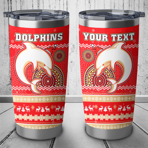 Redcliffe Dolphins Tumbler - Ugly Xmas And Aboriginal Patterns For Die Hard Fan