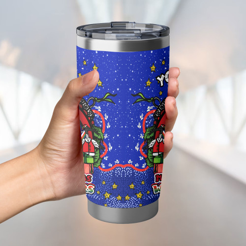 New Zealand Warriors Tumbler - Merry Christmas Our Beloved Team With Aboriginal Dot Art Pattern New Zealand Warriors Tumbler - Merry Christmas Our Beloved Team With Aboriginal Dot Art Pattern