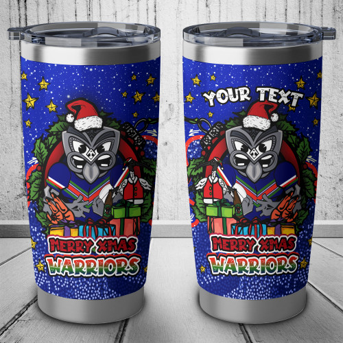 New Zealand Warriors Tumbler - Merry Christmas Our Beloved Team With Aboriginal Dot Art Pattern