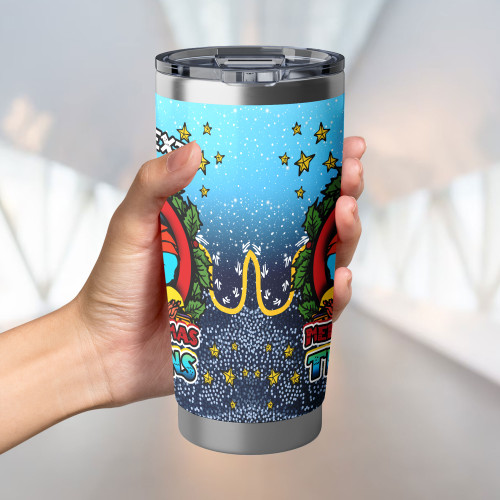Gold Coast Titans Tumbler - Merry Christmas Our Beloved Team With Aboriginal Dot Art Pattern Gold Coast Titans Tumbler - Merry Christmas Our Beloved Team With Aboriginal Dot Art Pattern