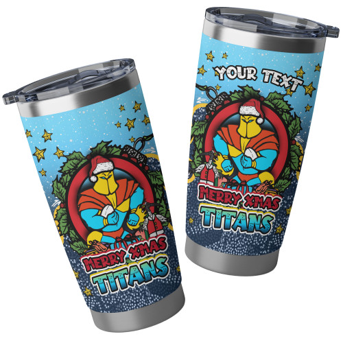 Gold Coast Titans Tumbler - Merry Christmas Our Beloved Team With Aboriginal Dot Art Pattern Gold Coast Titans Tumbler - Merry Christmas Our Beloved Team With Aboriginal Dot Art Pattern
