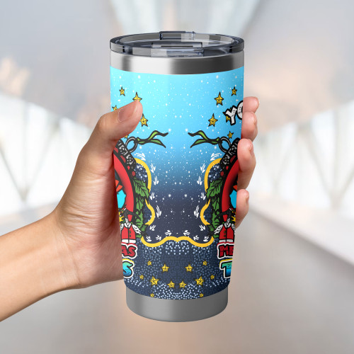 Gold Coast Titans Tumbler - Merry Christmas Our Beloved Team With Aboriginal Dot Art Pattern Gold Coast Titans Tumbler - Merry Christmas Our Beloved Team With Aboriginal Dot Art Pattern