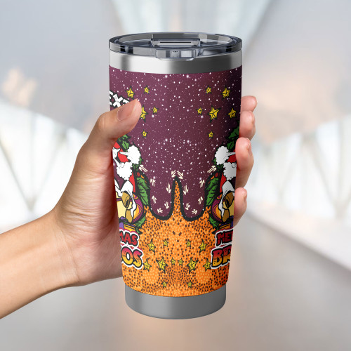 Brisbane Broncos Tumbler - Merry Christmas Our Beloved Team With Aboriginal Dot Art Pattern Brisbane Broncos Tumbler - Merry Christmas Our Beloved Team With Aboriginal Dot Art Pattern