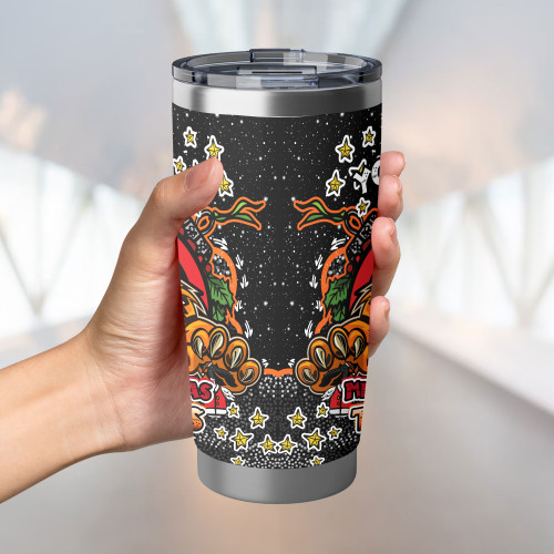 Wests Tigers Tumbler - Merry Christmas Our Beloved Team With Aboriginal Dot Art Pattern Wests Tigers Tumbler - Merry Christmas Our Beloved Team With Aboriginal Dot Art Pattern
