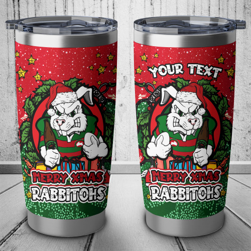 South Sydney Rabbitohs Tumbler - Merry Christmas Our Beloved Team With Aboriginal Dot Art Pattern