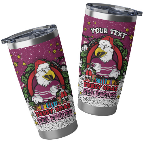 Manly Warringah Sea Eagles Tumbler - Merry Christmas Our Beloved Team With Aboriginal Dot Art Pattern Manly Warringah Sea Eagles Tumbler - Merry Christmas Our Beloved Team With Aboriginal Dot Art Pattern