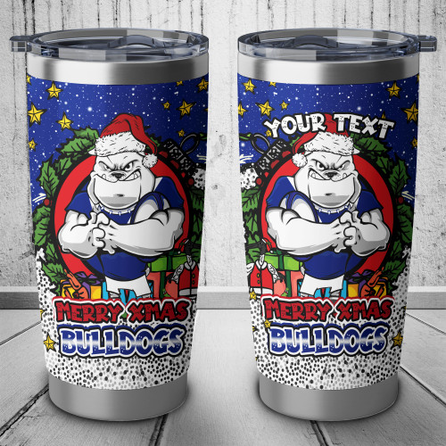 Canterbury-Bankstown Bulldogs Tumbler - Merry Christmas Our Beloved Team With Aboriginal Dot Art Pattern