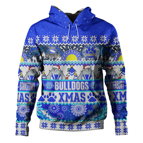 Canterbury-Bankstown Bulldogs Christmas Aboriginal Custom Hoodie - Indigenous Knitted Ugly Xmas Style Hoodie