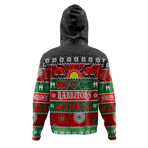 South Sydney Rabbitohs Aboriginal Custom Hoodie - Indigenous Knitted Ugly Xmas Style Hoodie