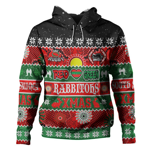 South Sydney Rabbitohs Aboriginal Custom Hoodie - Indigenous Knitted Ugly Xmas Style Hoodie