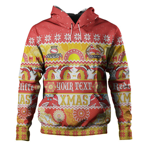 Redcliffe Dolphins Christmas Aboriginal Custom Hoodie - Indigenous Knitted Ugly Xmas Style Hoodie Redcliffe Dolphins Christmas Aboriginal Custom Hoodie - Indigenous Knitted Ugly Xmas Style Hoodie