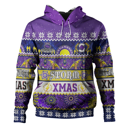 Melbourne Storm Christmas Aboriginal Custom Hoodie - Indigenous Knitted Ugly Xmas Style Hoodie