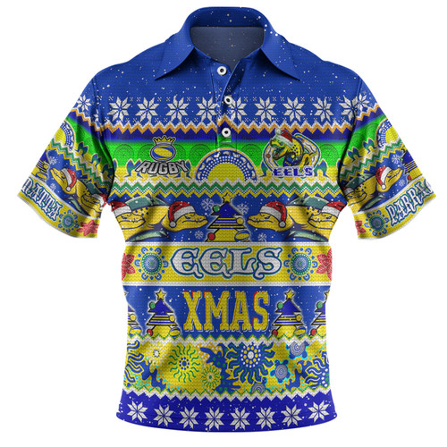 Parramatta Eels Christmas Aboriginal Custom Polo Shirt - Indigenous Knitted Ugly Xmas Style Polo Shirt