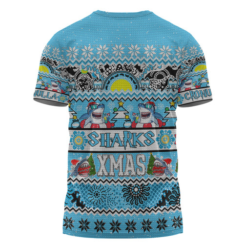 Cronulla-Sutherland Sharks Christmas Aboriginal Custom T-shirt - Indigenous Knitted Ugly Xmas Style T-shirt Cronulla-Sutherland Sharks Christmas Aboriginal Custom T-shirt - Indigenous Knitted Ugly Xmas Style T-shirt