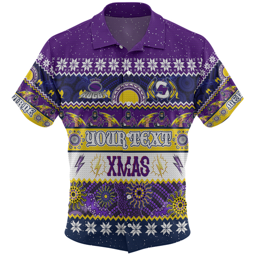 Melbourne Storm Christmas Aboriginal Custom Hawaiian Shirt - Indigenous Knitted Ugly Xmas Style Hawaiian Shirt