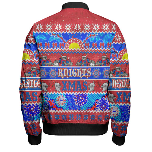 Newcastle Knights Christmas Aboriginal Custom Bomber Jacket - Indigenous Knitted Ugly Xmas Style Bomber Jacket Newcastle Knights Christmas Aboriginal Custom Bomber Jacket - Indigenous Knitted Ugly Xmas Style Bomber Jacket