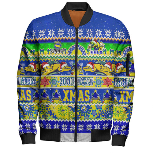 Parramatta Eels Christmas Aboriginal Custom Bomber Jacket - Indigenous Knitted Ugly Xmas Style Bomber Jacket Parramatta Eels Christmas Aboriginal Custom Bomber Jacket - Indigenous Knitted Ugly Xmas Style Bomber Jacket