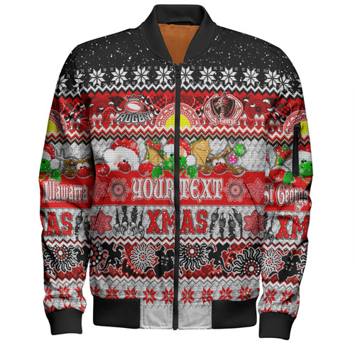 St. George Illawarra Dragons Christmas Aboriginal Custom Bomber Jacket - Indigenous Knitted Ugly Xmas Style Bomber Jacket St. George Illawarra Dragons Christmas Aboriginal Custom Bomber Jacket - Indigenous Knitted Ugly Xmas Style Bomber Jacket