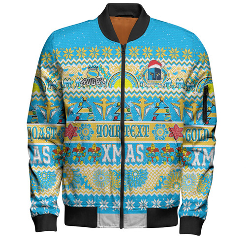 Gold Coast Titans Christmas Aboriginal Custom Bomber Jacket - Indigenous Knitted Ugly Xmas Style Bomber Jacket