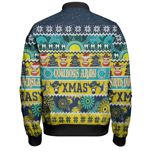 North Queensland Cowboys Christmas Aboriginal Custom Bomber Jacket - Indigenous Knitted Ugly Xmas Style Bomber Jacket North Queensland Cowboys Christmas Aboriginal Custom Bomber Jacket - Indigenous Knitted Ugly Xmas Style Bomber Jacket