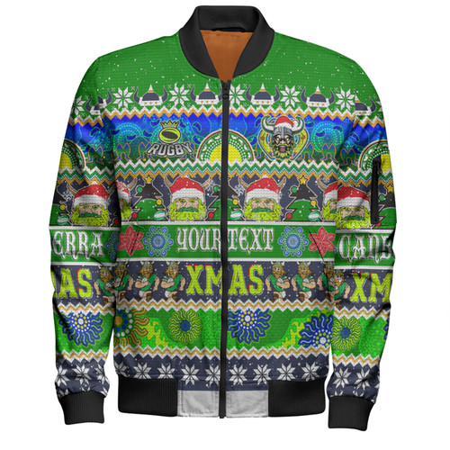 Canberra Raiders Christmas Aboriginal Custom Bomber Jacket - Indigenous Knitted Ugly Xmas Style Bomber Jacket Canberra Raiders Christmas Aboriginal Custom Bomber Jacket - Indigenous Knitted Ugly Xmas Style Bomber Jacket