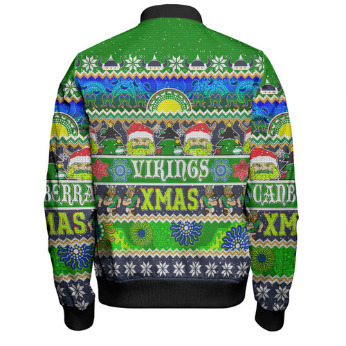 Canberra Raiders Christmas Aboriginal Custom Bomber Jacket - Indigenous Knitted Ugly Xmas Style Bomber Jacket Canberra Raiders Christmas Aboriginal Custom Bomber Jacket - Indigenous Knitted Ugly Xmas Style Bomber Jacket