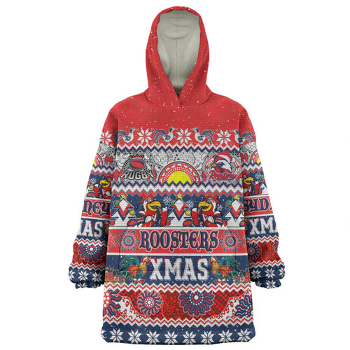 Sydney Roosters Christmas Aboriginal Custom Snug Hoodie - Indigenous Knitted Ugly Xmas Style Snug Hoodie