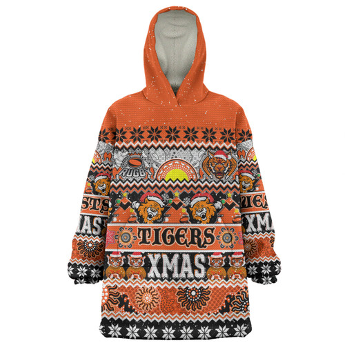 Wests Tigers Christmas Aboriginal Custom Snug Hoodie - Indigenous Knitted Ugly Xmas Style Snug Hoodie