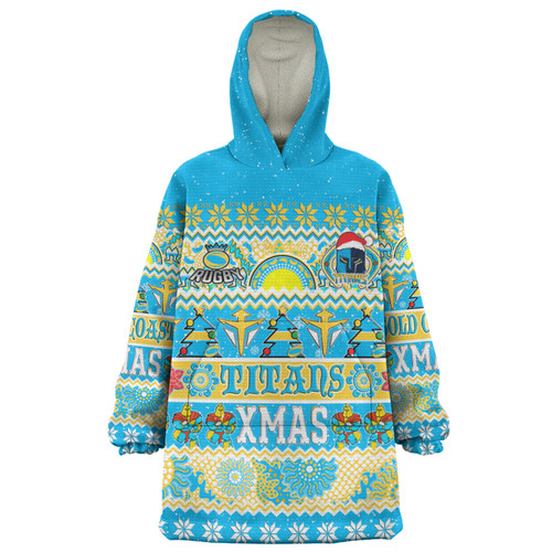 Gold Coast Titans Christmas Aboriginal Custom Snug Hoodie - Indigenous Knitted Ugly Xmas Style Snug Hoodie