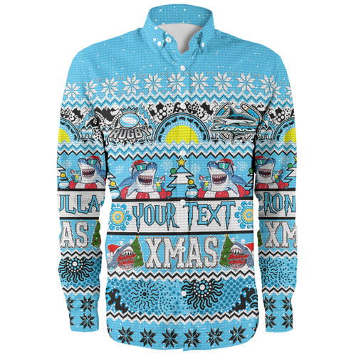 Cronulla-Sutherland Sharks Christmas Aboriginal Custom Long Sleeve Shirt - Indigenous Knitted Ugly Xmas Style Long Sleeve Shirt Cronulla-Sutherland Sharks Christmas Aboriginal Custom Long Sleeve Shirt - Indigenous Knitted Ugly Xmas Style Long Sleeve Shirt