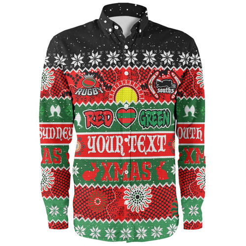 South Sydney Rabbitohs Aboriginal Custom Long Sleeve Shirt - Indigenous Knitted Ugly Xmas Style Long Sleeve Shirt South Sydney Rabbitohs Aboriginal Custom Long Sleeve Shirt - Indigenous Knitted Ugly Xmas Style Long Sleeve Shirt