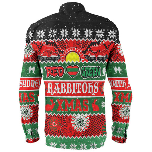 South Sydney Rabbitohs Aboriginal Custom Long Sleeve Shirt - Indigenous Knitted Ugly Xmas Style Long Sleeve Shirt South Sydney Rabbitohs Aboriginal Custom Long Sleeve Shirt - Indigenous Knitted Ugly Xmas Style Long Sleeve Shirt