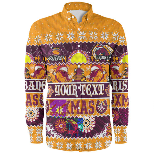Brisbane Broncos Christmas Aboriginal Custom Long Sleeve Shirt - Indigenous Knitted Ugly Xmas Style Long Sleeve Shirt Brisbane Broncos Christmas Aboriginal Custom Long Sleeve Shirt - Indigenous Knitted Ugly Xmas Style Long Sleeve Shirt