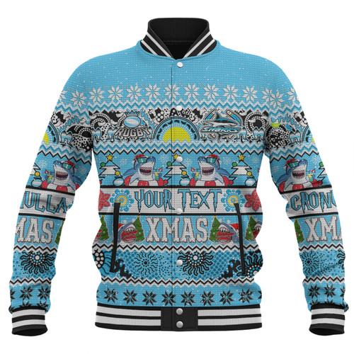 Cronulla-Sutherland Sharks Christmas Aboriginal Custom Baseball Jacket - Indigenous Knitted Ugly Xmas Style Baseball Jacket Cronulla-Sutherland Sharks Christmas Aboriginal Custom Baseball Jacket - Indigenous Knitted Ugly Xmas Style Baseball Jacket