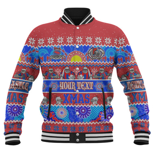 Newcastle Knights Christmas Aboriginal Custom Baseball Jacket - Indigenous Knitted Ugly Xmas Style Baseball Jacket Newcastle Knights Christmas Aboriginal Custom Baseball Jacket - Indigenous Knitted Ugly Xmas Style Baseball Jacket