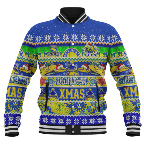 Parramatta Eels Christmas Aboriginal Custom Baseball Jacket - Indigenous Knitted Ugly Xmas Style Baseball Jacket Parramatta Eels Christmas Aboriginal Custom Baseball Jacket - Indigenous Knitted Ugly Xmas Style Baseball Jacket