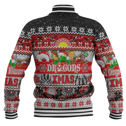 St. George Illawarra Dragons Christmas Aboriginal Custom Baseball Jacket - Indigenous Knitted Ugly Xmas Style Baseball Jacket St. George Illawarra Dragons Christmas Aboriginal Custom Baseball Jacket - Indigenous Knitted Ugly Xmas Style Baseball Jacket