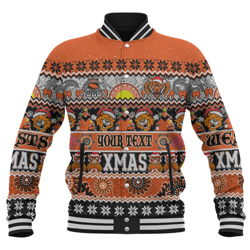 Wests Tigers Christmas Aboriginal Custom Baseball Jacket - Indigenous Knitted Ugly Xmas Style Baseball Jacket Wests Tigers Christmas Aboriginal Custom Baseball Jacket - Indigenous Knitted Ugly Xmas Style Baseball Jacket