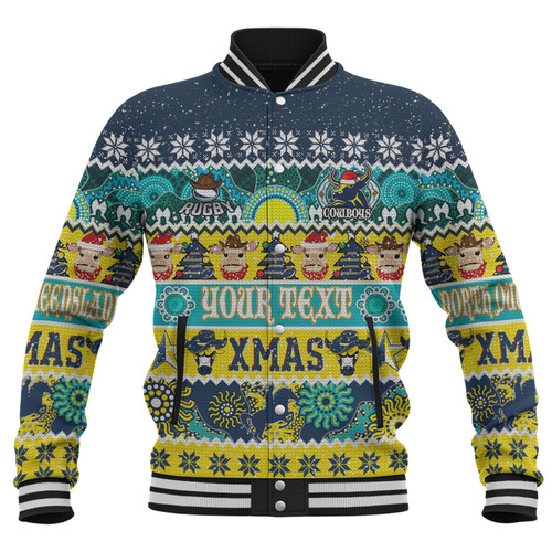 North Queensland Cowboys Christmas Aboriginal Custom Baseball Jacket - Indigenous Knitted Ugly Xmas Style Baseball Jacket North Queensland Cowboys Christmas Aboriginal Custom Baseball Jacket - Indigenous Knitted Ugly Xmas Style Baseball Jacket