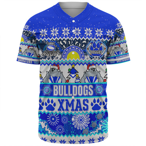 Canterbury-Bankstown Bulldogs Christmas Aboriginal Custom Baseball Shirt - Indigenous Knitted Ugly Xmas Style Baseball Shirt