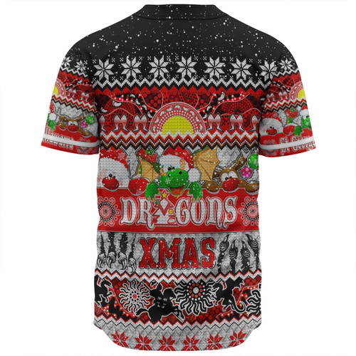 St. George Illawarra Dragons Christmas Aboriginal Custom Baseball Shirt - Indigenous Knitted Ugly Xmas Style Baseball Shirt