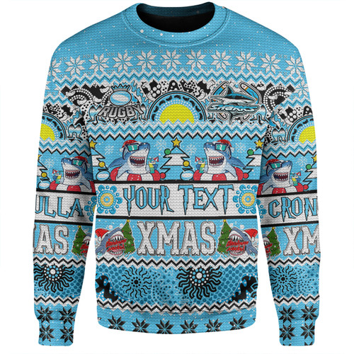 Cronulla-Sutherland Sharks Christmas Aboriginal Custom Sweatshirt - Indigenous Knitted Ugly Xmas Style Sweatshirt Cronulla-Sutherland Sharks Christmas Aboriginal Custom Sweatshirt - Indigenous Knitted Ugly Xmas Style Sweatshirt